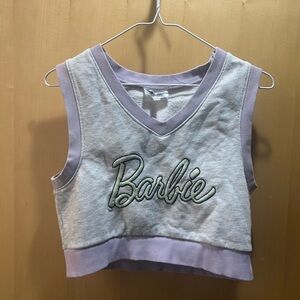 Barbie Grey Cropped Tank with Lilac Trim
